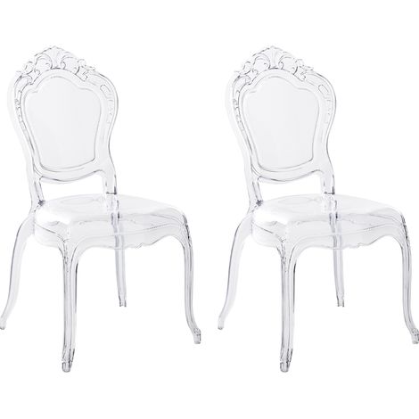 Conjunto de 2 sillas de comedor modernas transparentes de acrílico transparente apilables Vermont (1/5)