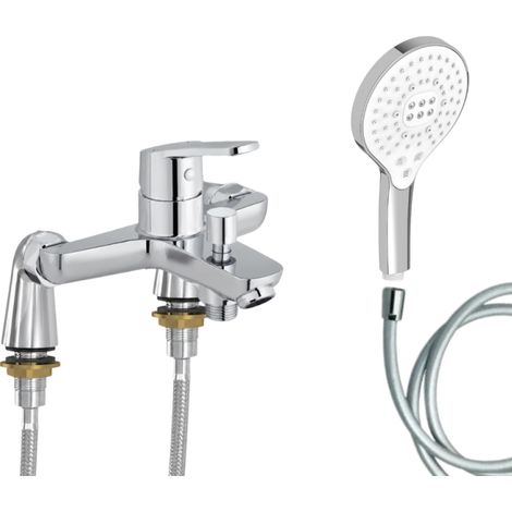 Mitigeur baignoire JACOB DELAFON Aimé + pommeau de douche Metro signature + flexible de douche lisse + colonnettes Idro'Flex (1/5)