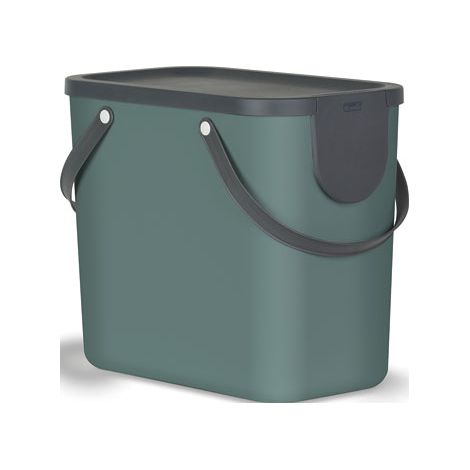 Rotho Albula Sistema de separación de residuos 25l para la cocina, Plástico (PP) sin BPA, verdeoscuro/antracita, 25l (40.0 x 23.5 x 34.0 cm)