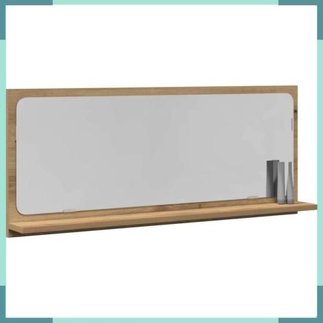 Étagère miroir - 862527 - Chêne artisanal - 90 x 10,5 x 37 cm - 1 étagère, grand espace de stockage (1/5)