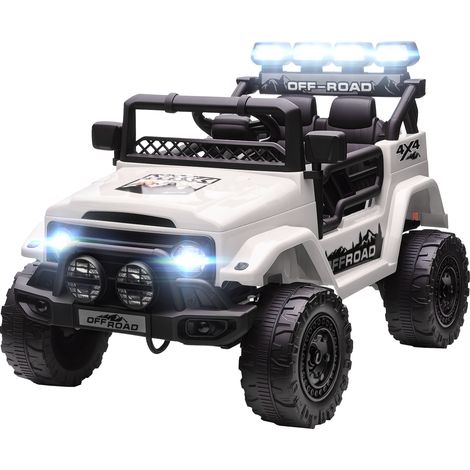 AIYAPLAY Auto Elettrica per Bambini con Fanali, Clacson e Cintura Bianco