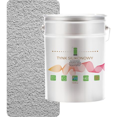 Silikonputz für Außenfassaden, Silbergrau, 1,5 mm Premium, 15 kg