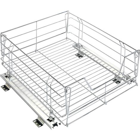 WENKO Maxi Cesto Estraibile per Armadietti Cucina, Acciaio, 50 x 23 x 50 cm, Cromo