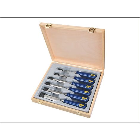 M444 Bevel Edge Chisel Blue Chip Handle Set of 6 MAR444S6