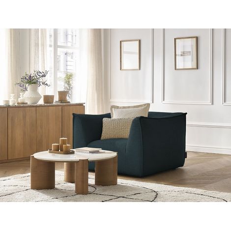 BOBOCHIC - Fauteuil GIORGIA velours côtelé   Bleu foncé (1/5)