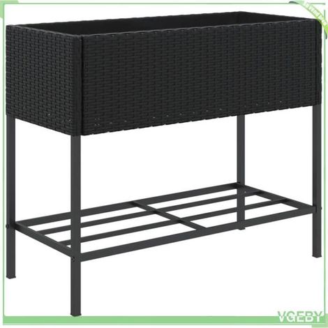 Jardinière / bac à fleurs - FAFEICY - 366384 - Résine tressée - Étagère intégrée - 90x40x75 cm (1/5)