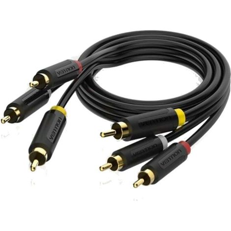 Cable stereo vention bcabh/ 3x male rca -- 3x male rca/ 2m/ black