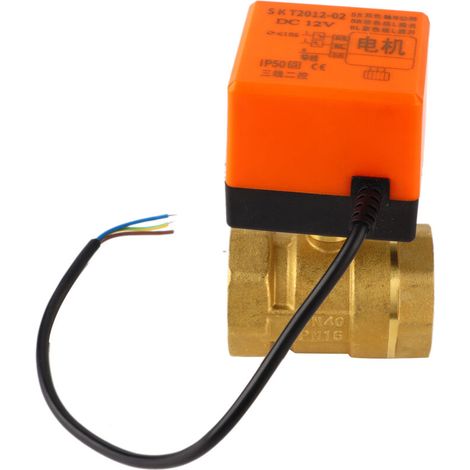 Vanne à bille motorisée en laiton DN40 G1-1/2" 12V CC, 2 voies pour système de climatisation