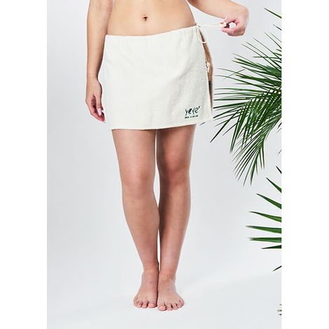 Jupe en éponge yeye avec culotte assortie, certifiée Oeko-TEX® Standard, couleur écru, taille S. Fabriquée en Nature. (1/5)