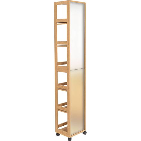 Spiegelsäule mdf drehbar auf rollen mit aufbewahrungsnischen - kolonial - Tendance