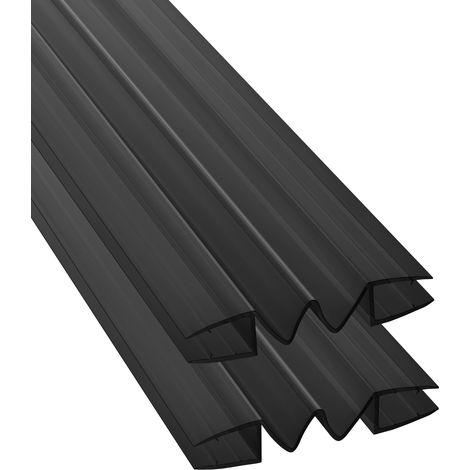 2er Set Duschdichtungen Ersatzdichtung entfaltbar für Glas zu Glas Verbindung Duschtür Dichtung Gerade schwarz Glasstärke 5 mm 6 mm Länge 200 cm