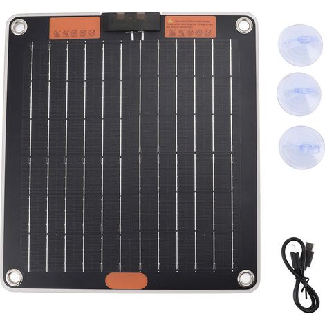 Ortviai Panneau Solaire 10 W 5 V 2 A Ultra Plat en Silicium Monocristallin Étanche pour Téléphone et Appareils Électroniques