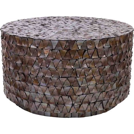 Mesa de centro de madera y madreperla marrón d77x43/5h cm (1/5)