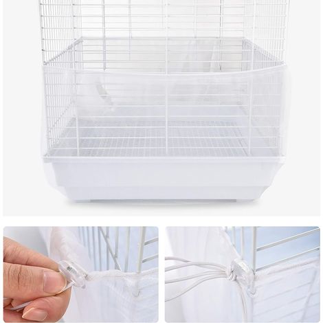 Housse de cage en filet, protection pliable et flexible pour perroquets, perruches et canaris - Blanc