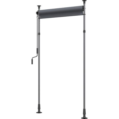 Senkrechtmarkise Balkonrollo 150 x 220-310cm mit Kurbel, wetterfestes Balkonsichtschutz aus Polyester in Dunkelgrau für Garten
