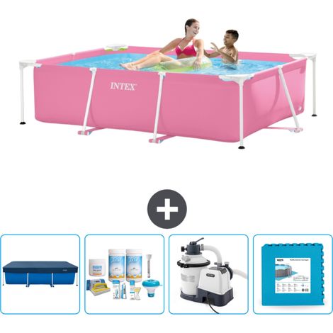 Piscine Cadre Rectangulaire Intex - 220 x 150 x 60 cm - Rose - Incluse Accessoire CB60