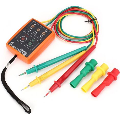Contatore digitale di sequenza di fase, misuratore di corrente alternata, contatore di sequenza di fase trifase SM852B. Fornito senza spina né batteria, 856423mm