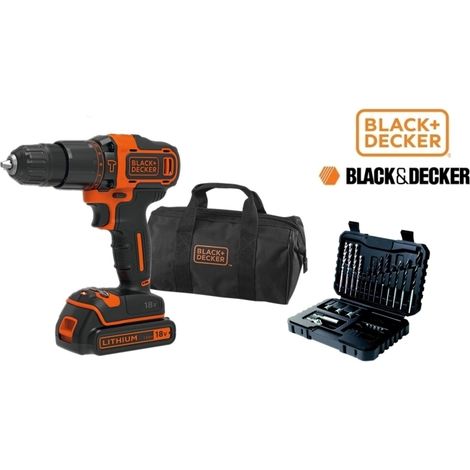 Trapano avvitatore a batteria c/percussione 18V Litio + 32 accessori Black&Decker - BDCHD18S32