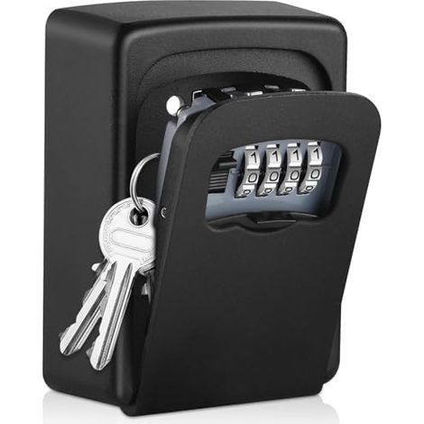 Key Box - with 4-Digit Code, Waterproof and Rustproof, Wall Mounted, Robust External Security Key Box for Keys, Cards, Zinc Alloy (1/5)