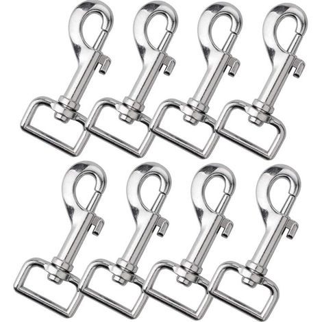 Lntyq 8 Pièces Boulon du Crochet Mousqueton à Œil Pivotant, Pivotant Déclencheur Clips, Clip de Crochet de Déclenchement, Crochets avec Emerillon, pour Animal Domestique Chaînes, Porte-Clé, Sac à Dos (1/5)