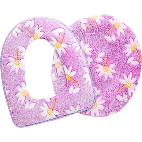 Housse De Siège De Toilette - En Polaire Corail Douce Et Imperméable - Pour Salle De Bain Domestique - Lot De 2 Pièces