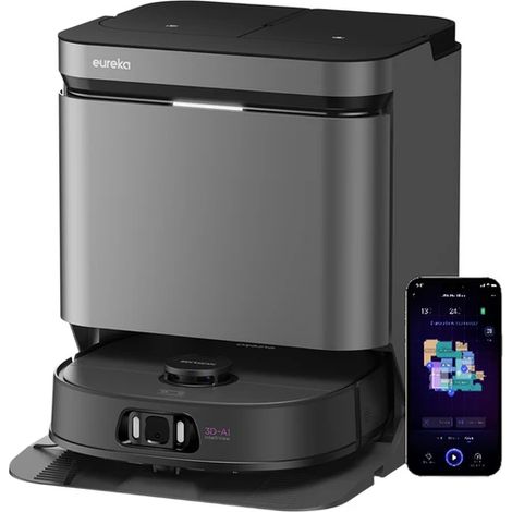 Eureka J15 Pro Ultra Aspirateur robot avec fonction d’essuyage, 16 200 Pa, Technologie anti-enchevêtrement, Détection des liquides et relevage de brosse, Nettoyage à l’eau chaude 75 °C, Autonettoyage (1/4)