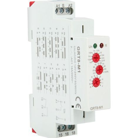 Relais temporisé GRT8-M1 multifonction montage rail DIN AC/DC 12V-240V (1/4)