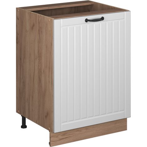 Mobiletto base cucina Fame-Line, Bianco rustico/Rovere dorato, 60 cm 1 anta senza piano di lavoro, Vicco (1/5)