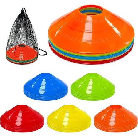 Cônes de marquage pour Football Équipement Essentiel d'entraînement, Plots Sport Multicolores avec Filet de Rangement pour Football, Basketball et agilité (1/5)
