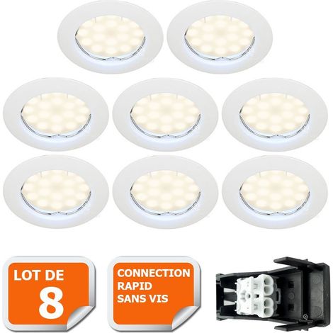 Lampesecoenergie – Lot de 8 spots LED encastrables fixes GU10 5W – Équivalent 50W – Lumière blanche neutre 460LM – Installation facile 220-240V (1/6)