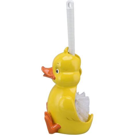 Brosse de Toilette en résine ABS Petit Canard Jaune Brosse de Nettoyage de Toilette sans Couture avec Base Salle de Bain d'appartement Familial (1/5)
