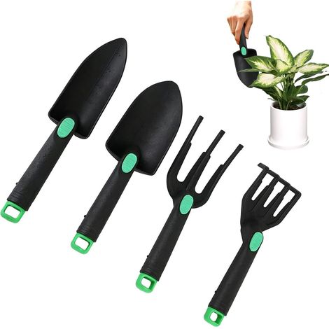 Juego de herramientas de jardinería - Juego ergonómico y resistente de 4 piezas con mangos antideslizantes - Kit de mantenimiento de jardín - Para hombres y mujeres - Para principiantes y aficionados (1/5)
