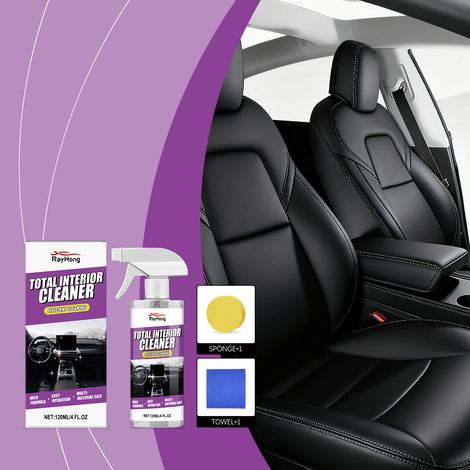 Autoinnenreiniger, Pflege und Auffrischung von Autositzen, tägliches Reinigungs- und Pflegemittel – 120 ml + Schwamm + Tuch -- BIEMMEDUE (1/5)