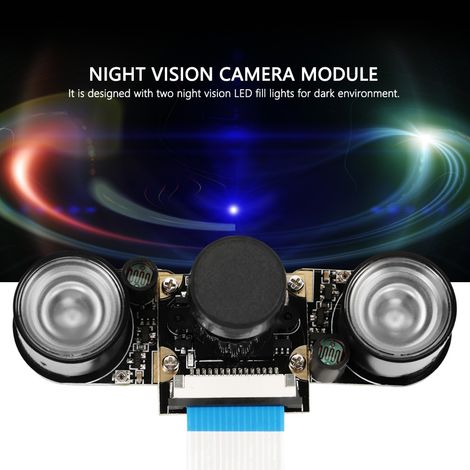 Module caméra 5MP 72° avec éclairage LED de vision nocturne pour Raspberry Pi B 3/2 (1 pièce) (1/5)
