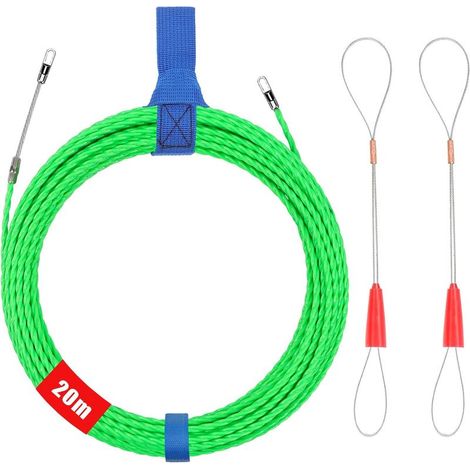 Aiguille Electricien,20M Tire Fils Electrique 4 mm Diamètre Aiguille Tire Fil,Aiguille Electricien Rigide avec 2 Tête Flexible de Guidage,Aiguille Passe Cable, Enfileur Fils électrique (1/5)