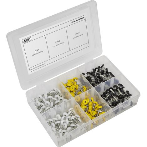 Sealey Numberplate Screw Assortment 195pc 4.8mm x 18mm - Plastic Enclosed Head AB195NP (1/5)
