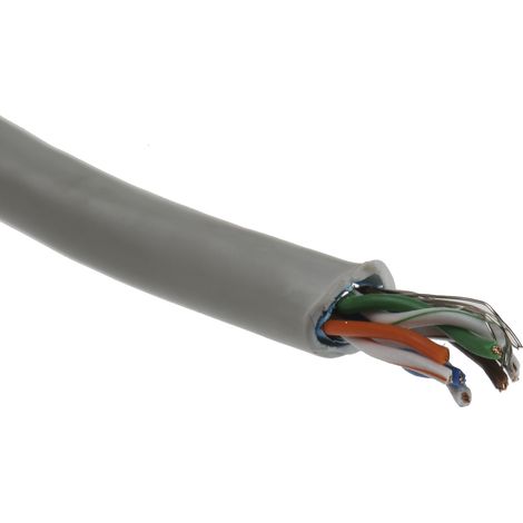 Câble Ethernet cat 5e Sans connecteur gaine PVC Gris, 7 G 0,14 mm² 26 AWG, FTP, 100m ( Prix pour Bobine de 100 Mètres )