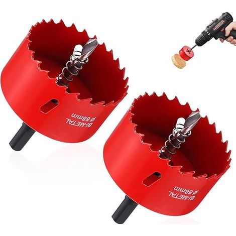 Hole Saw 68 mm, Hole Saws M42 HSS, Hole Saws with Adapter and Centering Drill for Plaster Boards Wood Plastic Wood Fiber Drywall (1/4)