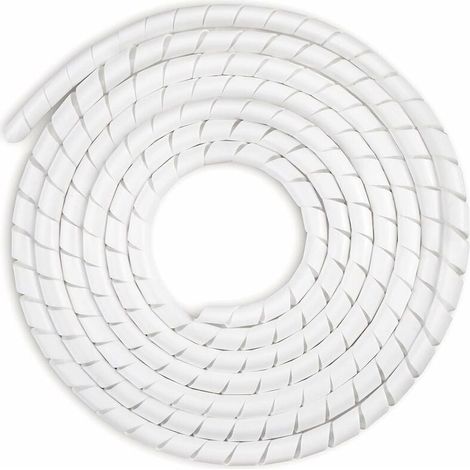 Manguito flexible universal para cables en espiral de 6 mm, kit de gestión de cables, 1 paquete de tubos en espiral para proteger cables de antena de TV/PC/USB/TV/AUX (15 m), blanco (6 mm, 15 m) (1/4)