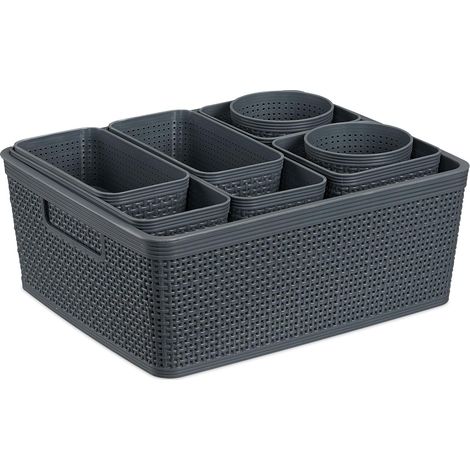 Organiseur de tiroirs 10 pièces, Insert, boîtes de Rangement, Tailles variées, boîte Plastique, Gris (1/5)