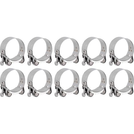 10 Pièces Colliers de Serrage Inox 201 Renforcés pour Tuyauterie, Diamètre 48-51mm, Applications Automobiles et Industrielles