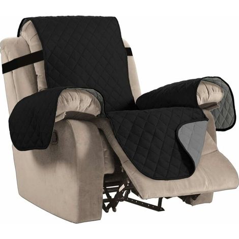 Waterproof Recliner Chair Covers for Armchairs Recliner Covers for Leather Chair Reclining Chair Covers Protect from Pets/Dogs, Quilted with Non Slip Strap (Standard, Grey) (1/5)