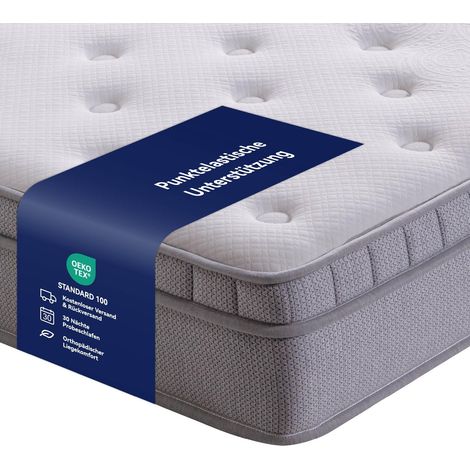 Lit adulte 90x200 25 cm mousse ressorts confort blanc HAVRYA (1/3)