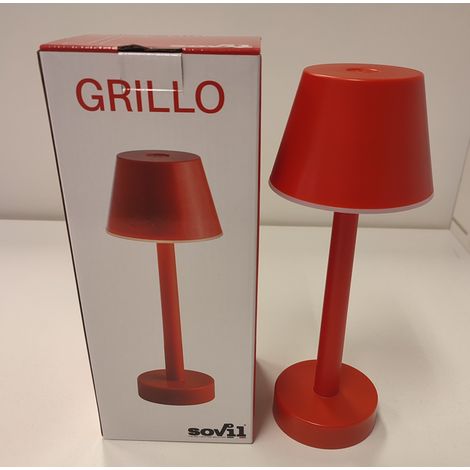 Lampada da Tavolo a Batteria Ricaricabile Led Colorata Grillo Sovil - Colore: Rosso (1/4)