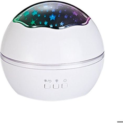 Lampe Projecteur Étoiles - Projection Rotative Lune Et Étoiles Pour Chambre Enfant - Veilleuse Douce Avec Dôme Givré - 1 Pièce (1/4)