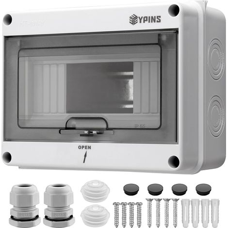 Coffret Électrique 8 Modules Boîtier Électrique Extérieur Étanche IP65 avec Terminaux et Rails Intégrés ABS de Surface en Plastique avec Porte Transparente pour Utilisation Extérieur/Intérieur (1/5)