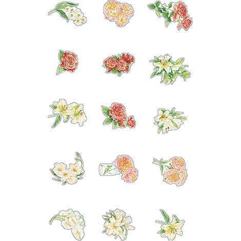 15 autocollants fleurs motifs floraux déco PET DIY pour scrapbook carnet album photo type1 (1/5)