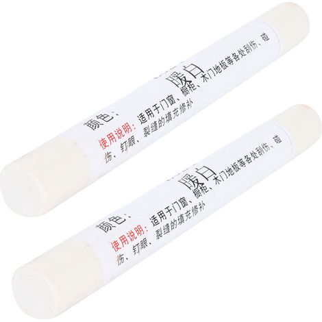 Lot de 2 crayons de peinture pour meubles et sols, pour retoucher les rayures et réparer les matériaux composites pour bois et fibres de bois, blanc chaud. (1/5)