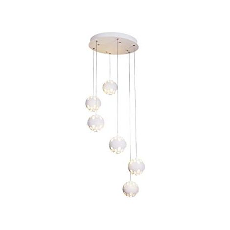 Lampada a Sospensione Led 6 Sfere Bianche 6x7w 2700k