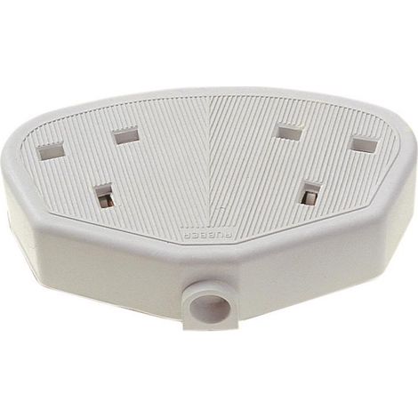 Dencon Rubber Trailing Socket 13A 2-Gang - White (1/2)